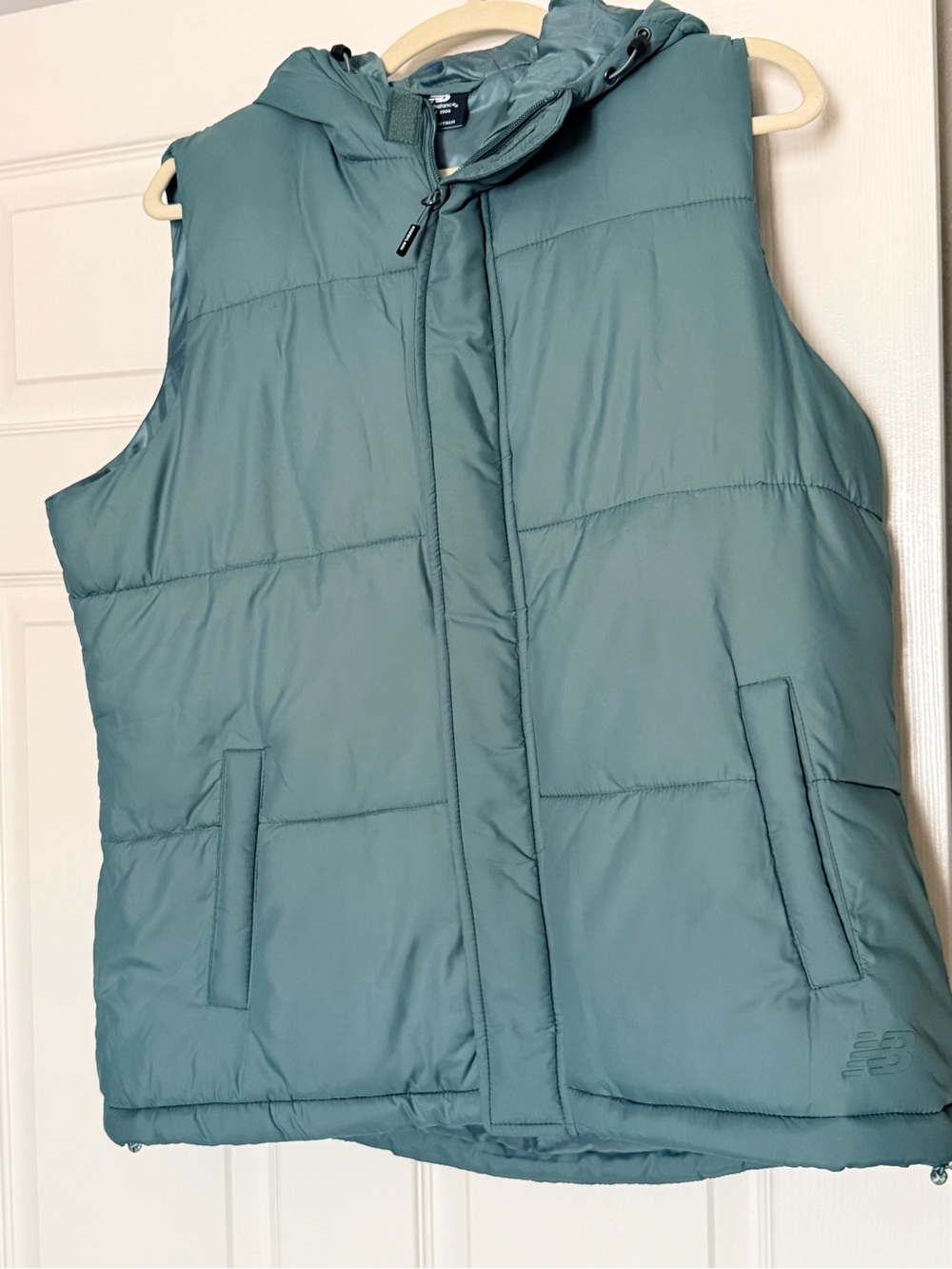 New Balance Sage Green Quilted Hooded Puffer Vest